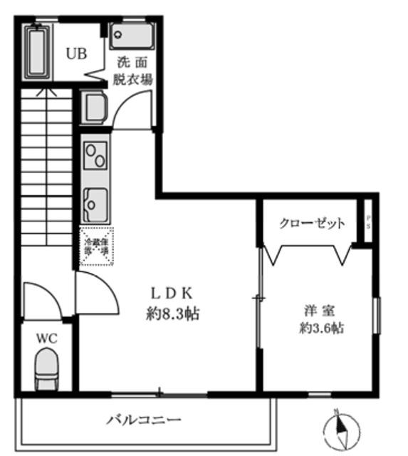 メンヒル葛飾マンション(1LDK/2階)の間取り写真