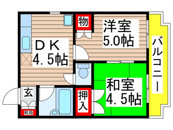 グランドメゾン(2DK/5階)の間取り写真