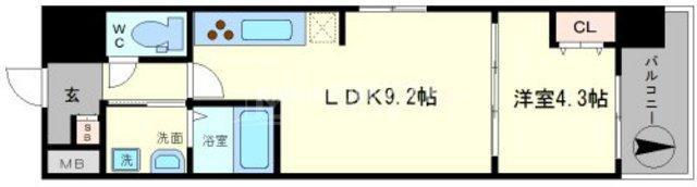 ルーエ桜川(1LDK/6階)の間取り写真