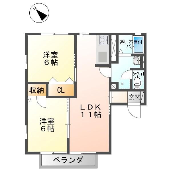 ブラウンヒルズ(2LDK/1階)の間取り写真