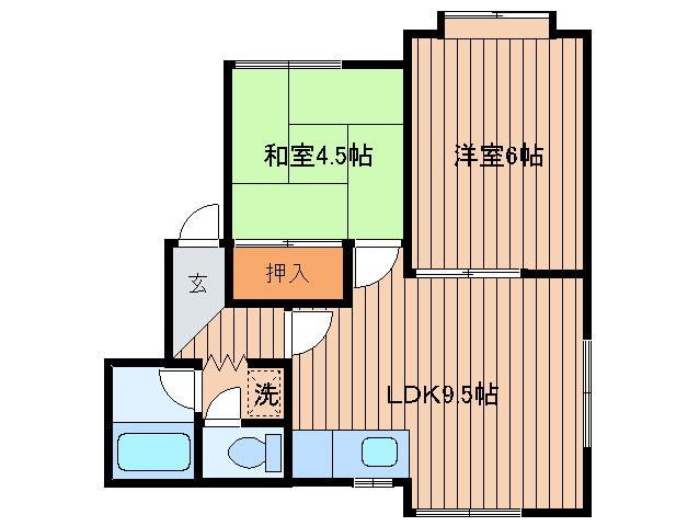 平岸3条ハイム(2LDK/2階)の間取り写真