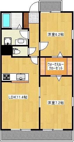 クロノス31田井島(2LDK/8階)の間取り写真