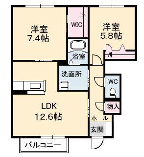 シャーメゾン東岐波B(2LDK/1階)の間取り写真