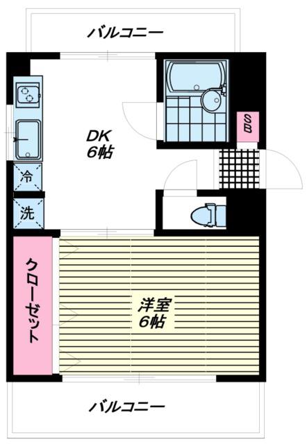 ベルケン中馬込(1DK/5階)の間取り写真