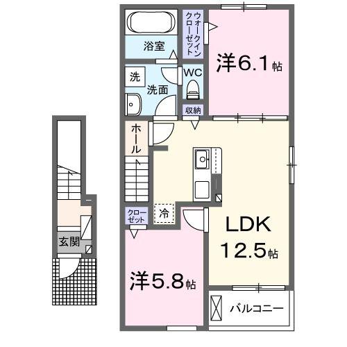 ディセントラ一色(2LDK/2階)の間取り写真