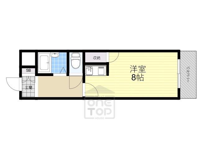 メイプルヴィラ茨木Ⅱ(ワンルーム/2階)の間取り写真