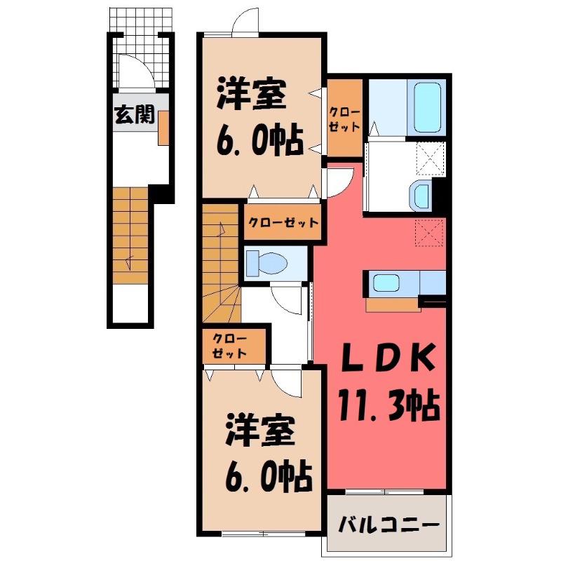 クリスタルS・K(2LDK/2階)の間取り写真