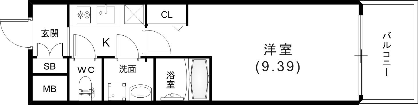 SPコート神戸(1K/8階)の間取り写真