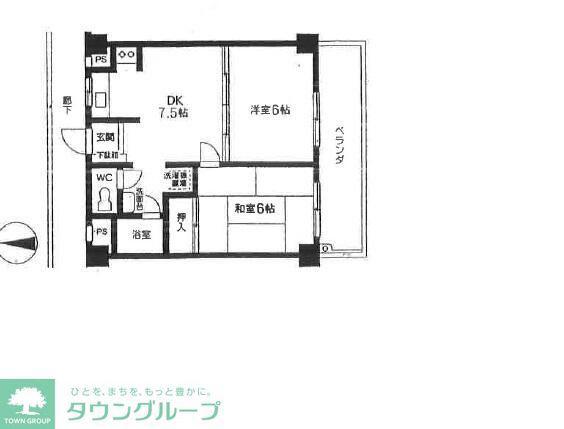 エスポアール川越(2DK/3階)の間取り写真