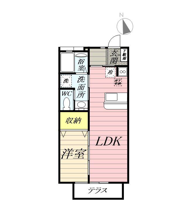 ラフール湘南(1LDK/1階)の間取り写真