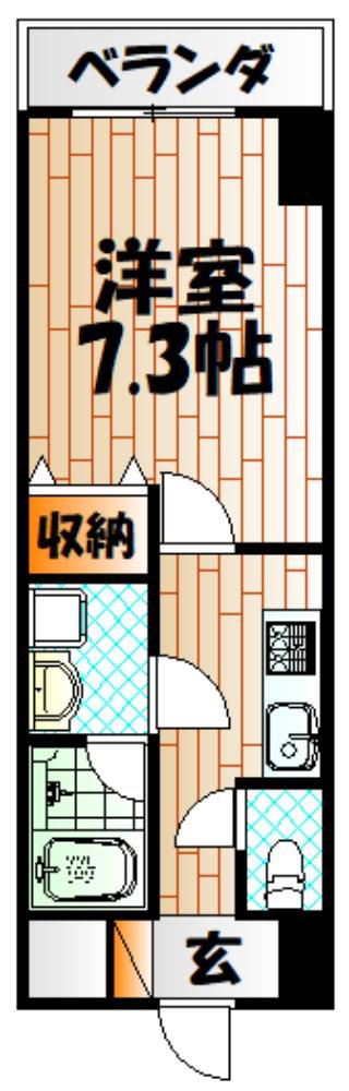 U-BASIC REEF 三萩野(1K/6階)の間取り写真