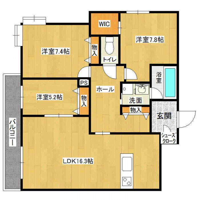 パインコート城西(3LDK/2階)の間取り写真
