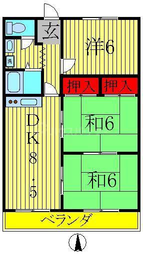 エクセレント富士見台(3DK/3階)の間取り写真