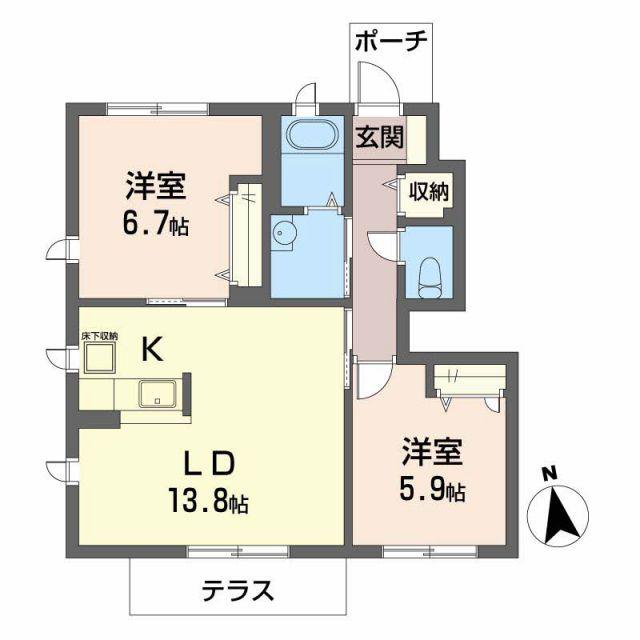 シャーメゾンロイヤルヒルズII(2LDK/1階)の間取り写真