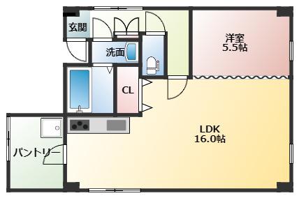 フォルム下山手通(1LDK/3階)の間取り写真