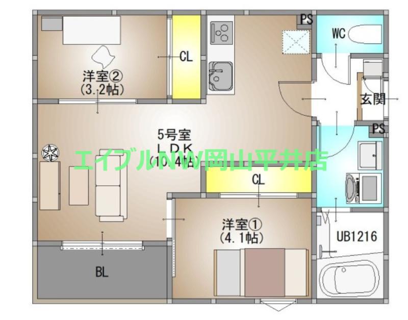 REGALEST 藤原光町(2LDK/1階)の間取り写真