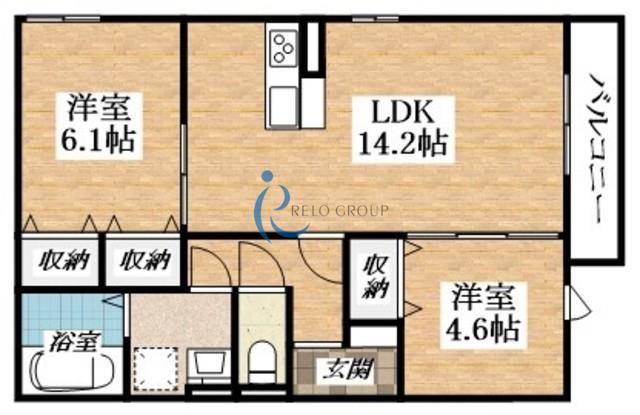 地下鉄谷町線 出戸駅 徒歩21分 3階建 築5年(2LDK/2階)の間取り写真