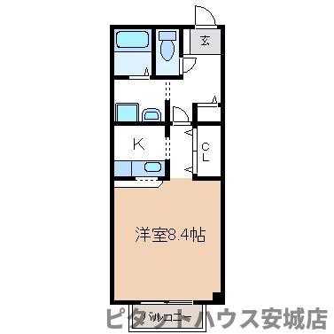 パームタウン ノース(1K/2階)の間取り写真