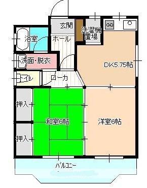 櫛原ハイツ(2DK/1階)の間取り写真
