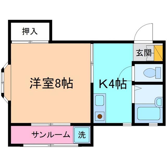 ファミール93B棟(1K/2階)の間取り写真