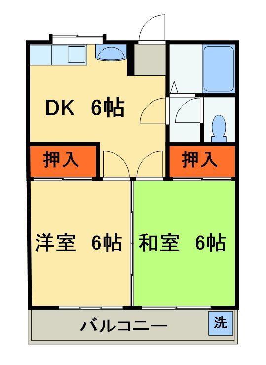 ツカサハイツ(2DK/2階)の間取り写真