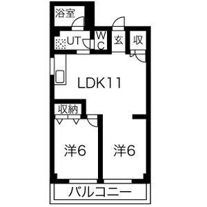 東雲ビル(1LDK/4階)の間取り写真