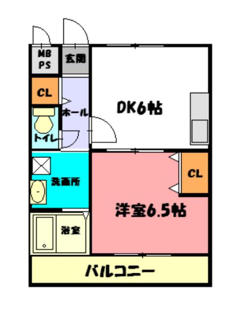 ベルシャンテ西明石1(1DK/2階)の間取り写真