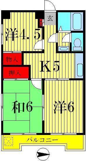 越ゴールデンフラット(3K/3階)の間取り写真