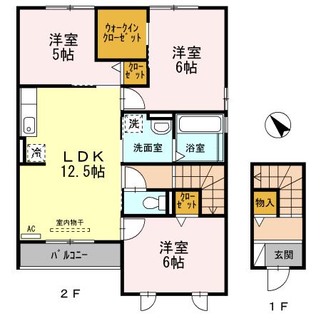 クレール今泉A(3LDK/2階)の間取り写真