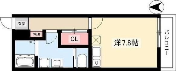 ラポール(1K/2階)の間取り写真