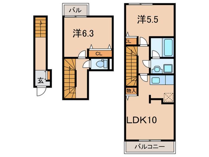 サージェ林I・A(2LDK/2階)の間取り写真