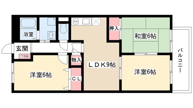 シモーヌヴィーユB棟(3LDK/2階)の間取り写真