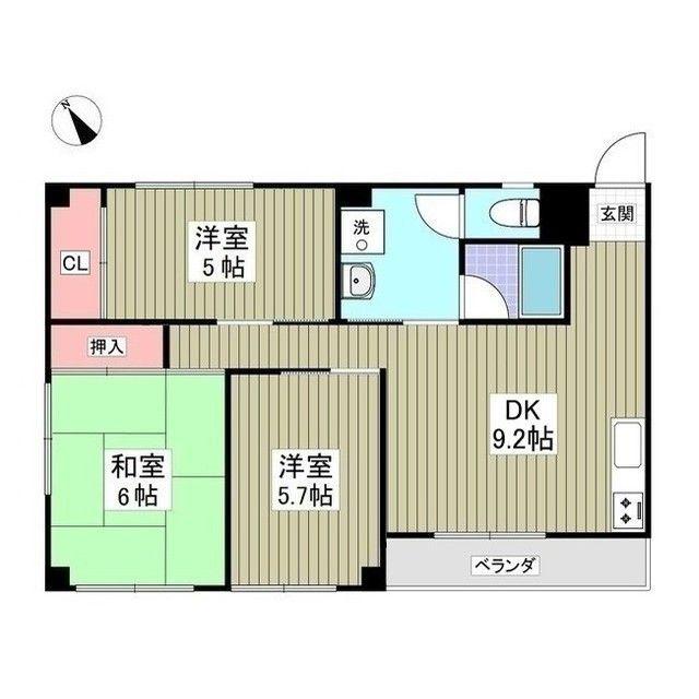 ヴィラ代官山北棟(3DK/2階)の間取り写真