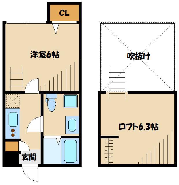 BLESS相模大野(1K/1階)の間取り写真