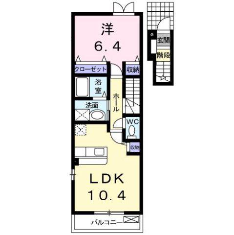 ジェネシス VIII番館(1LDK/2階)の間取り写真