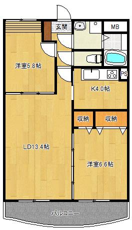 プレジールコート太田(2LDK/1階)の間取り写真