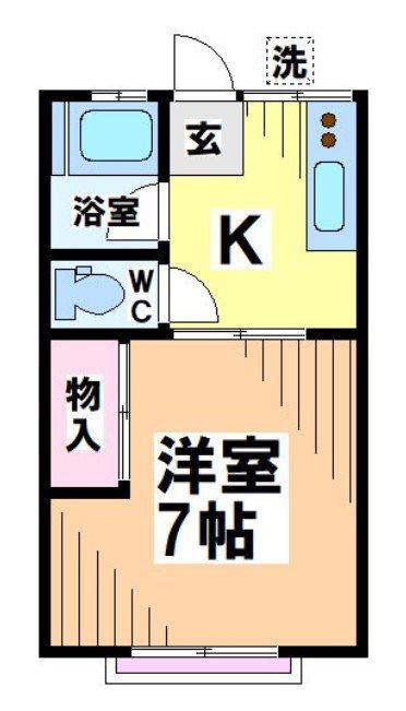 シティハイムブルー(1K/2階)の間取り写真