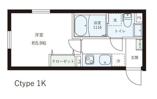 レピュア目黒本町レジデンス(1K/2階)の間取り写真