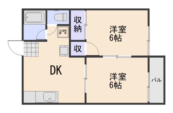 グリーンコート中島(2DK/2階)の間取り写真