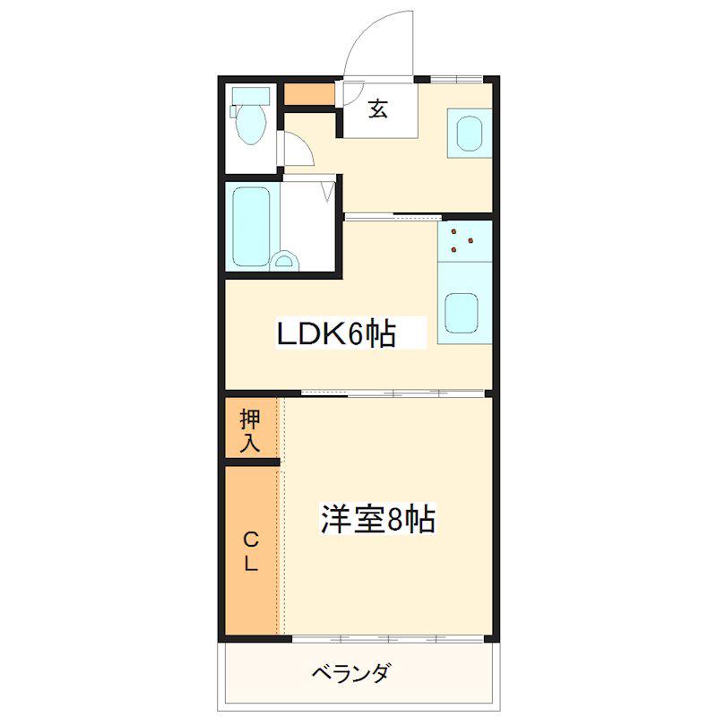 グリーンアベニュー(1LDK/3階)の間取り写真