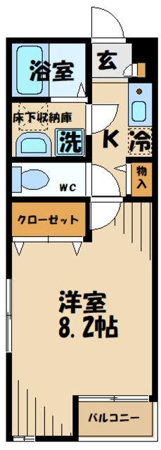 マイプレイス東府中(1K/2階)の間取り写真