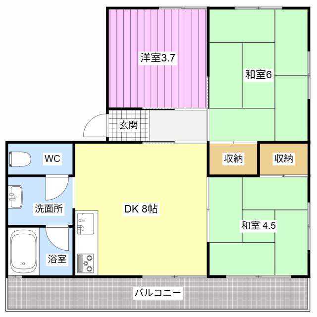 パラシオン萩丘(3DK/2階)の間取り写真