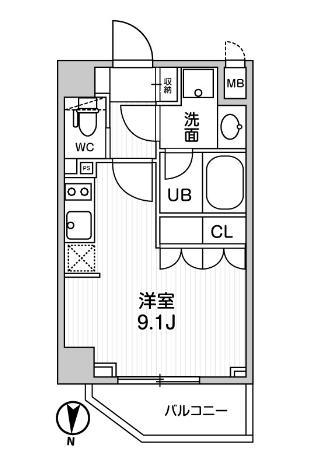 シーズンフラッツ押上テラス(ワンルーム/5階)の間取り写真