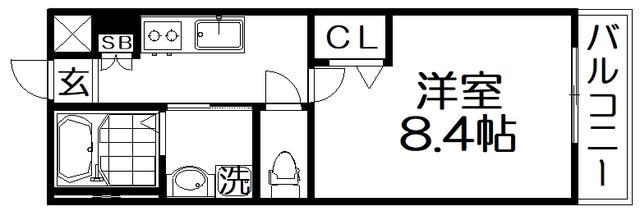 フォンスモンテ(1K/2階)の間取り写真