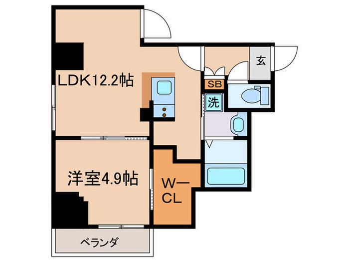 ファステート京都堀川スクエア(1LDK/9階)の間取り写真