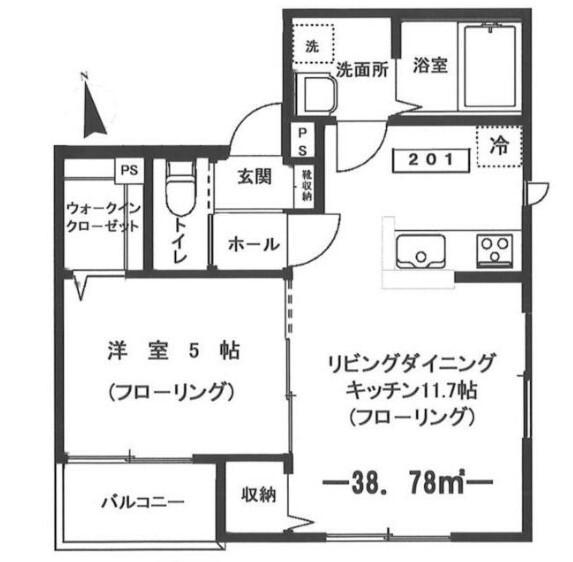 CASA FLORESTA(1LDK/3階)の間取り写真