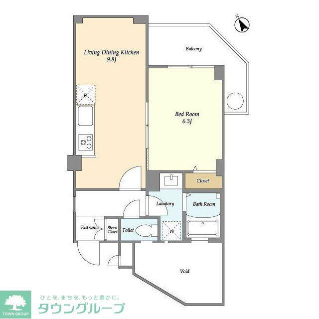 ミリアレジデンス中野弥生町(2DK/4階)の間取り写真