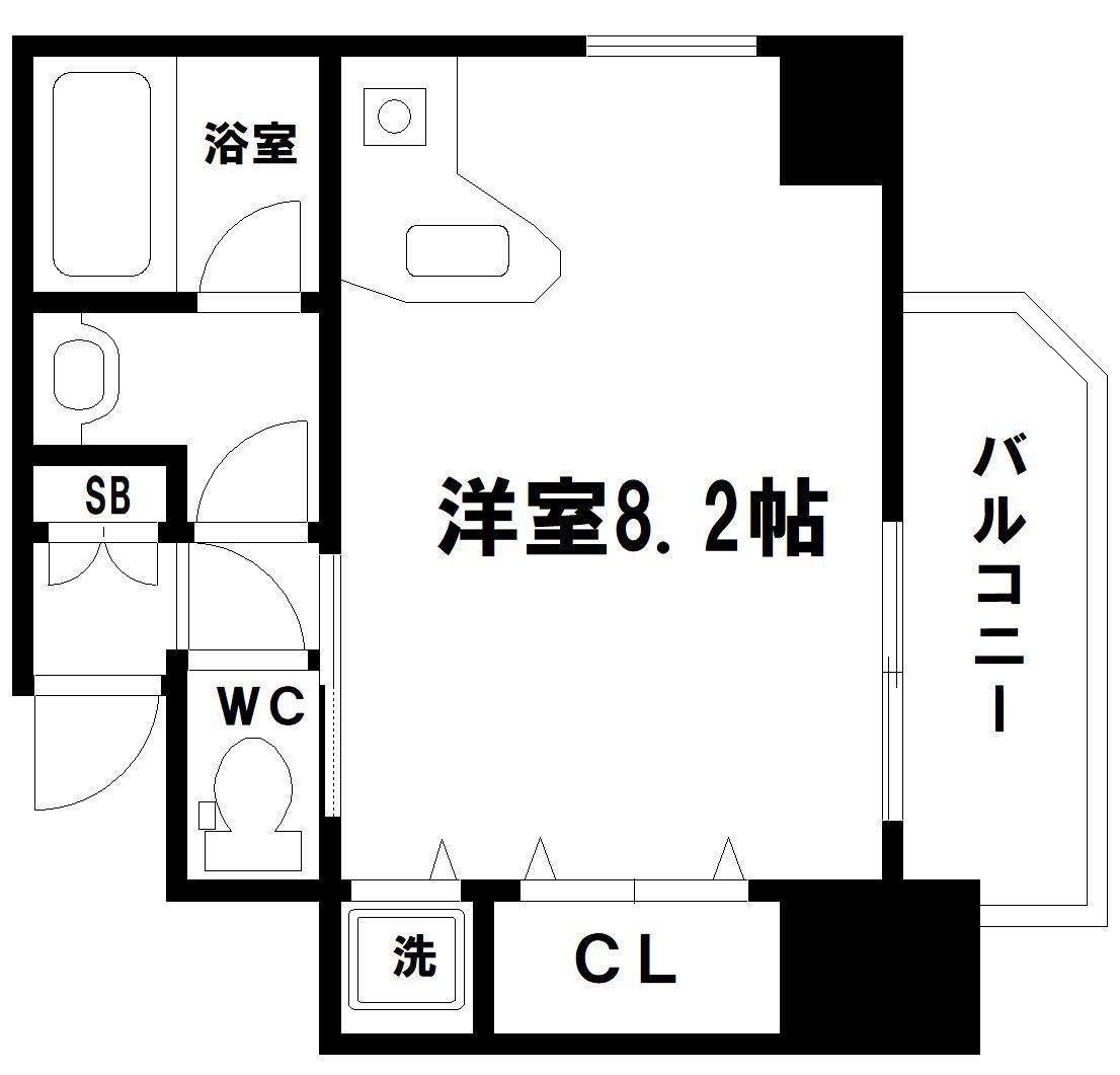 クレイドル上町II(ワンルーム/5階)の間取り写真