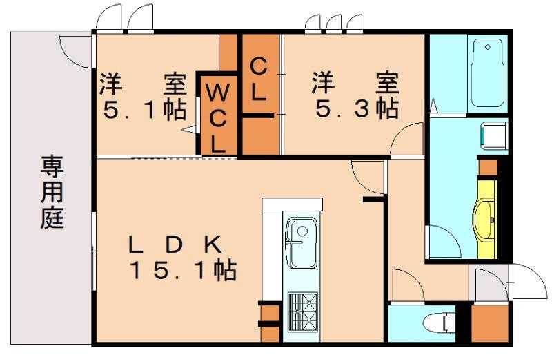 デネブ学研台(2LDK/2階)の間取り写真