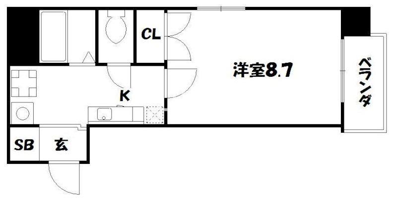 CASA VERDE 高辻(1K/3階)の間取り写真